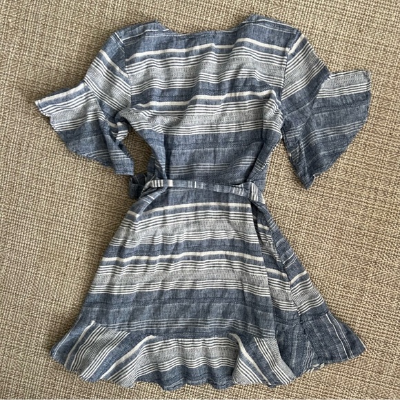 Express Blue and White Stripe Babydoll Wrap Dress - Picture 2 of 6